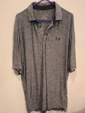 Under Armour Men’s Gray Heather Performance Polo Heat Gear XL Loose